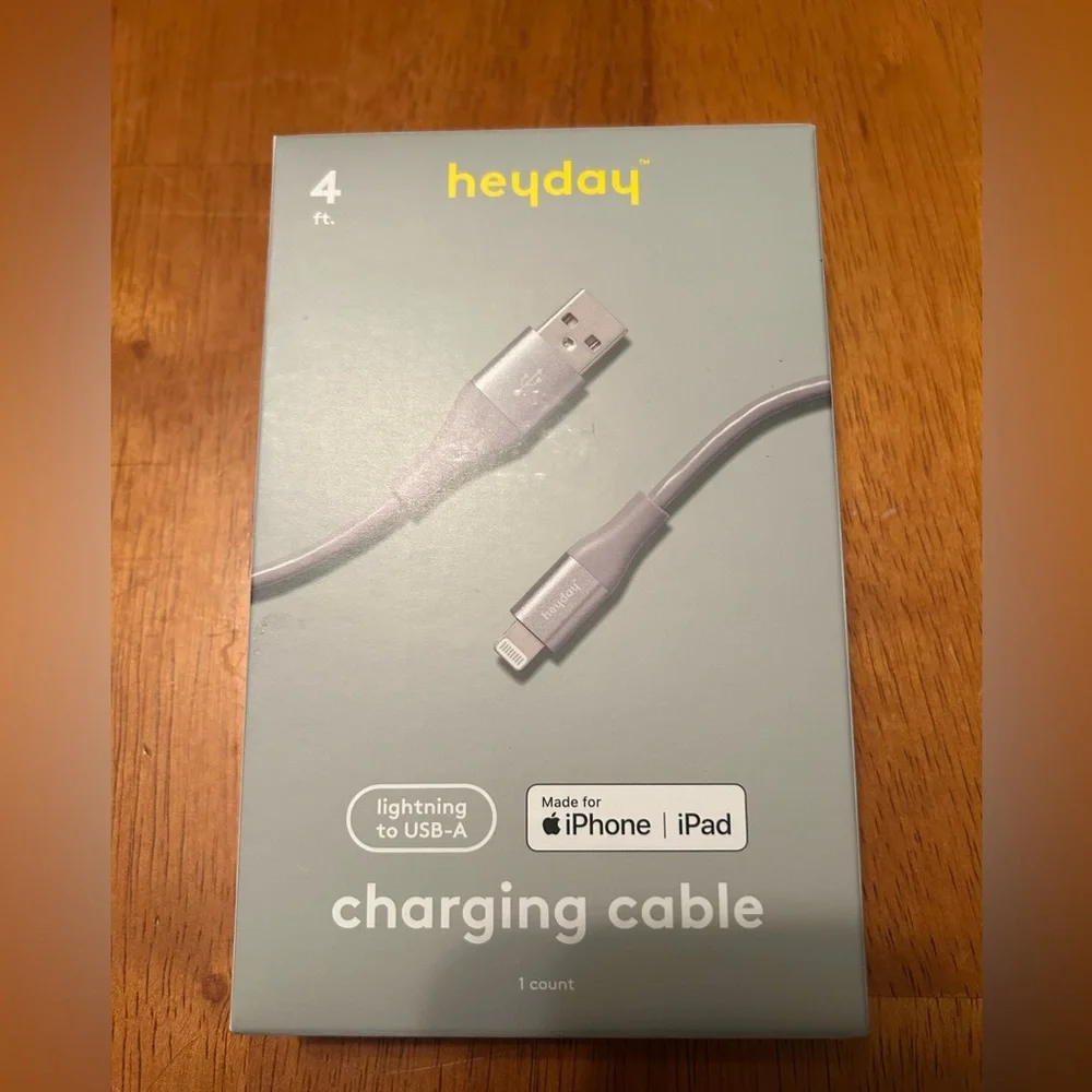 Heyday grey 4ft lightning to USB-A Charging Cable for IPhone/IPad / 4 packs